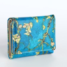 Women's wallet on the button, green color