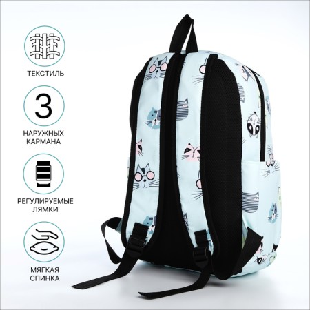 Youth backpack from textiles on lightning, 3 pockets, waist bag, blue color-2