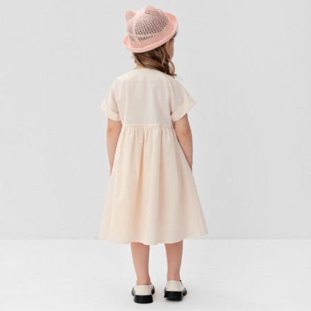 Платье для девочки MINAKU: Cotton Collection цвет бежевый, рост 122-4