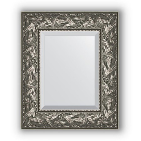 Mirror with fatset in the baguette frame - Byzantium silver 99 mm, 49 x 59 cm, evoForm