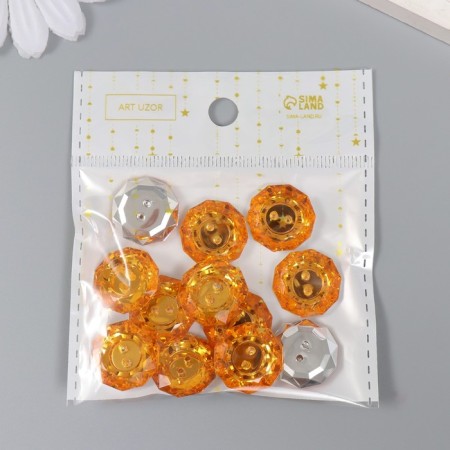 Buttons plastic for creativity 2 punctures "Kant Rhin" set 12 pcs Orange d = 1.7 cm-3