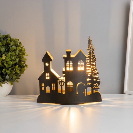 Lamp "Evening City" Led 3haa Black 10.8x19.5x20cm-1