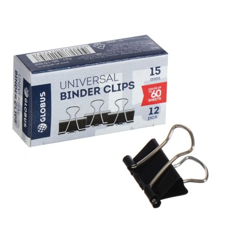 Globus clamps, 12 pcs., 15 mm, black