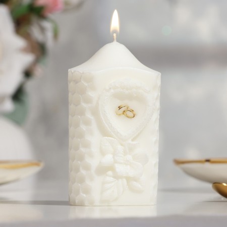Candle-cylinder wedding "Kame", white, 6 × 11 cm