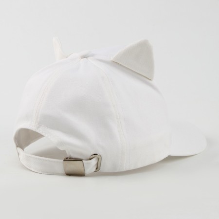 Baby cap for a girl "cat", with ears, color white rr 52-54 5-7 years-6