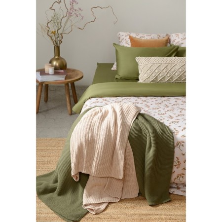 Pearl plaid pearl knitting olive -colored Essential, size 130x180 cm-4