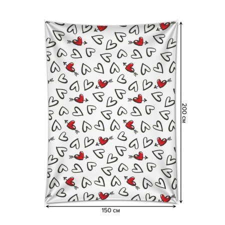 Decorative panel with photo printing "Black and white hearts", vertical, size 150x200 cm-1
