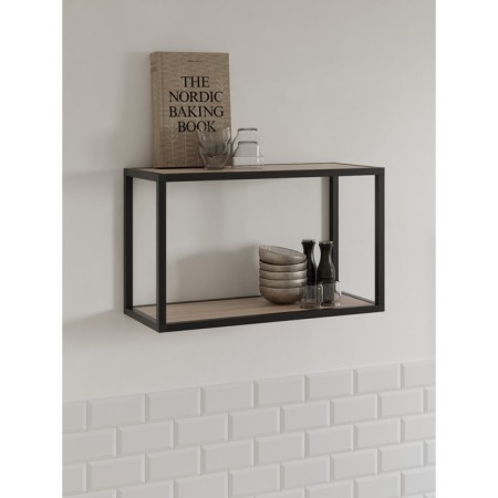 Hinged shelf 600, 600x250x360, black muar/oak sonom