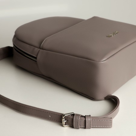 A backpack with a zipper, Textura, external pocket, gray-beige color-8