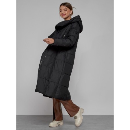 Coat insulated winter female, size 50, black color-11