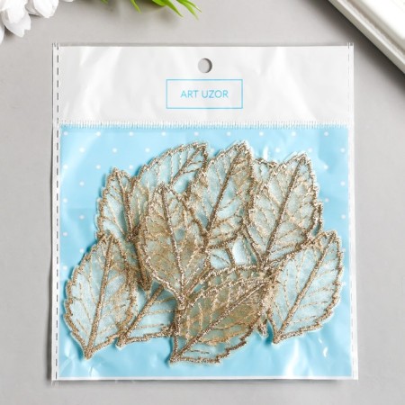 Decor for creativity Textile Embroidery "Skeleted Leaf" 4x3.5 cm-2