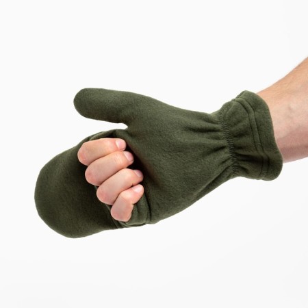 Men's mittens with a folding top of fleece, khaki color-4