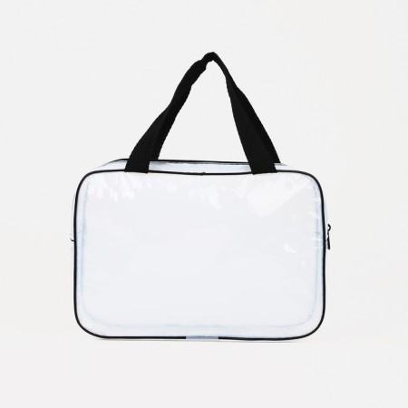 Cosmetic bag with lightning, white/black color-1