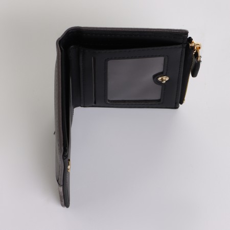 Women's wallet on the button, black color-3