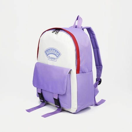 A backpack with a zipper, an outer pocket, a set of a chover, bag, color lilac-3