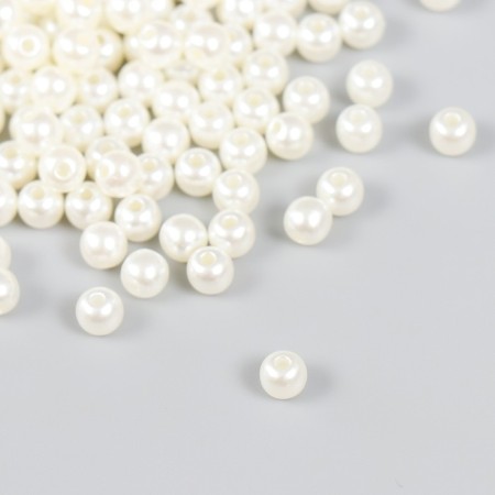 Set of beads "needlework" plastic, diameter 6 mm, 25 g, milk