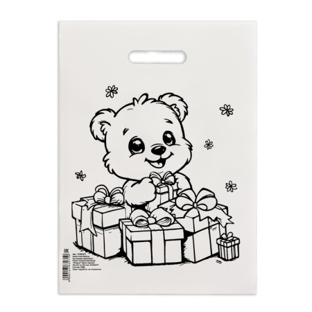 Polyethylene "bear" white-black 30x40 cm 50 μm-1