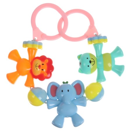 Stretching to a stroller/crib "cat, elephant, lion cub", 3 toys, color mix, crush me-9