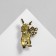 Broach "Bunny" with a bouquet, colored in gold