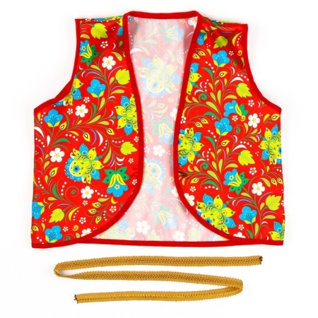 Carnival vest "Ivanushka" with a belt, the color is red-4