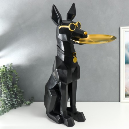 Souvenir Polystone stand 3D "Black dog with glasses" d = 26 cm 77x26x20 cm