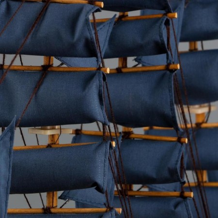 The ship "Sea Orchestra" is three -masted with blue sails, 40*8*35cm-3
