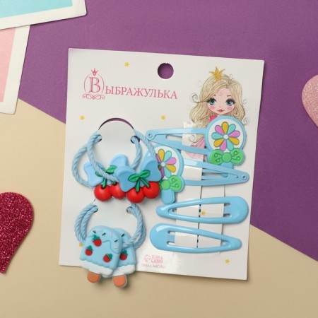 Hair set "Vanilla" (4 elastic bands, 4 invisibility) caramel, blue