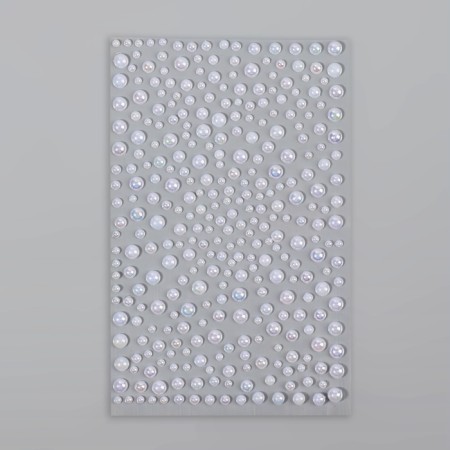 Pearls self -adhesive "Assorted", with holography, 325 pcs on a sheet, white color-2