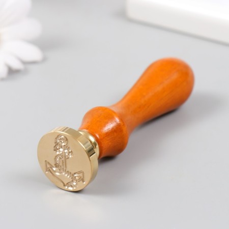 Printing for wax with a wooden handle "Anchor with a rope" 9x2.5x2.5 cm-4