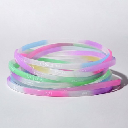 Silicone bracelet "reflective" romance, set of 10 pcs., Mix color, 6 cm-2