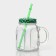 Glass mug with Homemade lid, 450 ml, green color