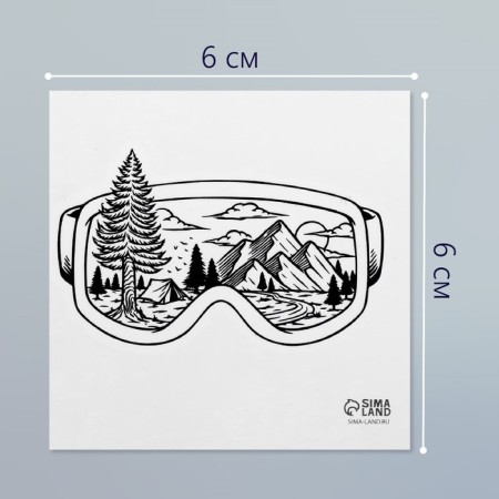 Tattoo on the body Black "Reflection with glasses" 6x6 cm-1