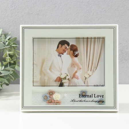 Photo frame "Wedding" plastic, 13x18 cm, col. White, horizontal