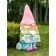 Garden figure "Gnome with a signs Welcome" Pink, 34x31x65cm