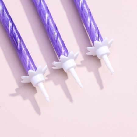 Candles for the cake "Classic" with a stand, 13 cm, 6 pcs, lilac-3
