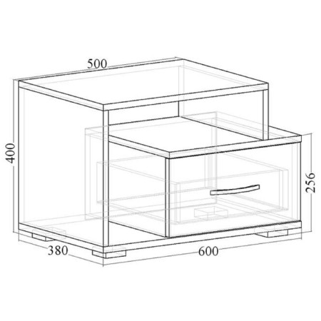 Venice 10 bedside table, box, 600x380x400 mm, color ash shimo light / wenge-2