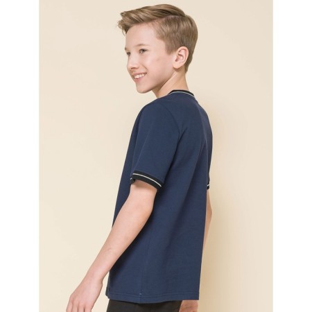 Henley T-shirt for Pelican boy, height 152 cm, dark blue color-1