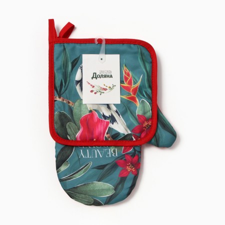 Kitchen kit "Beauty" mittens-output 20x27cm, take 17x17cm 100% p/e-4