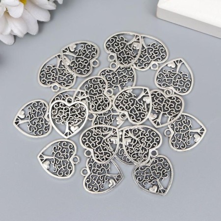 Decor for creativity Metal "Tree in the Heart" silver 1.8x1.7 cm-2