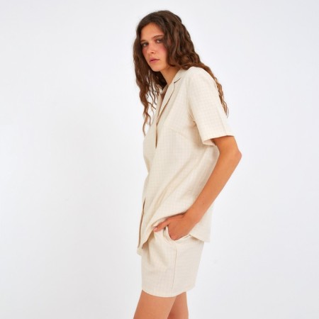 Female pajamas (shirt, shorts) minku: Home Collection Beige color, size 52-2