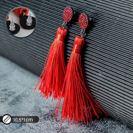 Earrings "Brushes" harmony, red color, l brush 8.5 cm