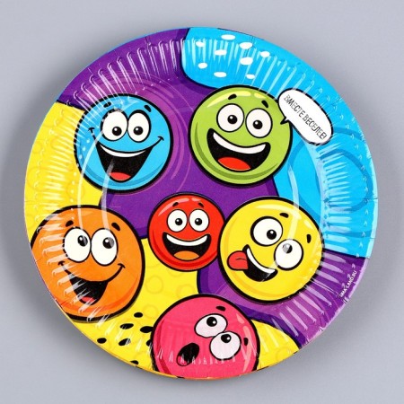 Disposable paper plate "Smiles", 18 cm-1