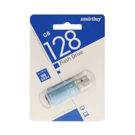 Флешка Smartbuy V-Cut, 128 Гб, USB 3.0, чт до 75 Мб/с, зап до 25 Мб/с, синяя-1
