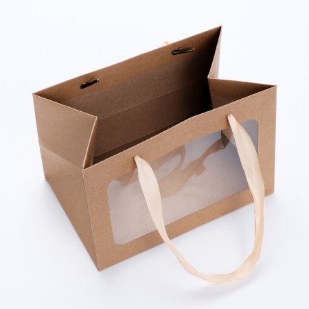 Gift package with a wide bottom and window 20 × 14 × 13.2 cm, craft-3