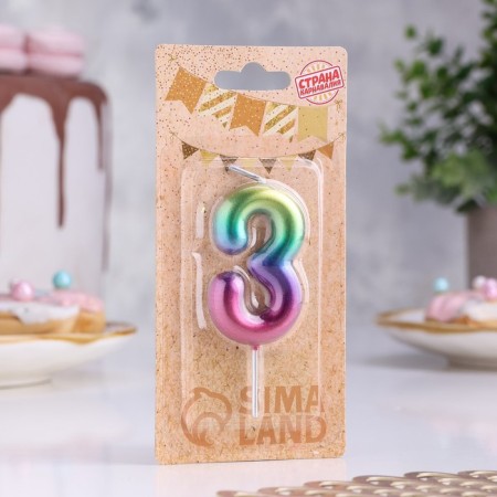 Candle in the cake "Watercolor", number 3, 5.5 cm-1