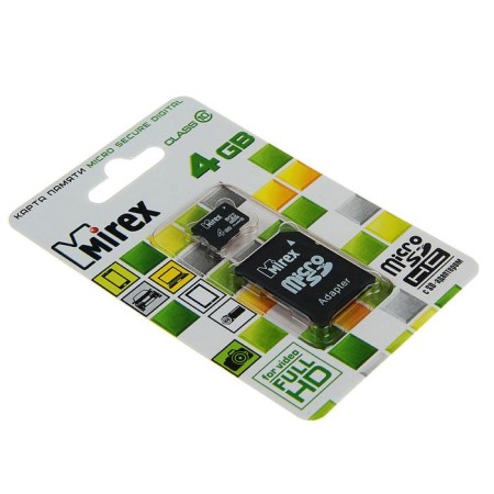 MIREX Microsd memory card, 4 GB, SDHC, class 10, with adapter SD-1