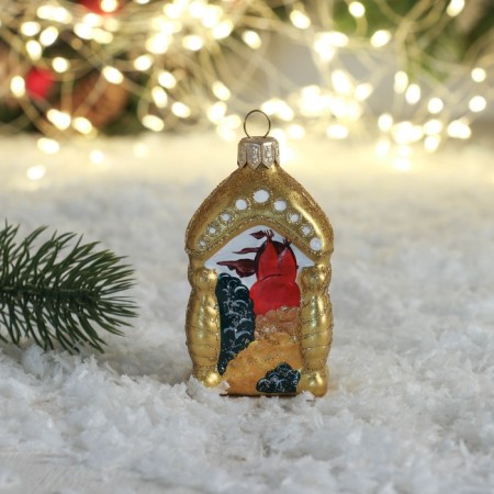 Christmas tree toy "Squirrel in the house" 8 cm-2