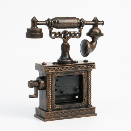 The alarm clock "Retro telephone", discrete move, aa, 16 x 5 x 19 cm, brown-3