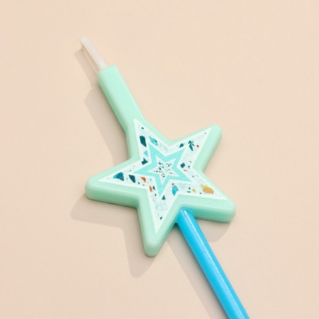 Candles for the cake, 4 pcs "Magic wand. Stars", blue-2