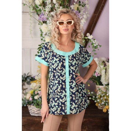 Female blouse, size 46, turquoise color-1